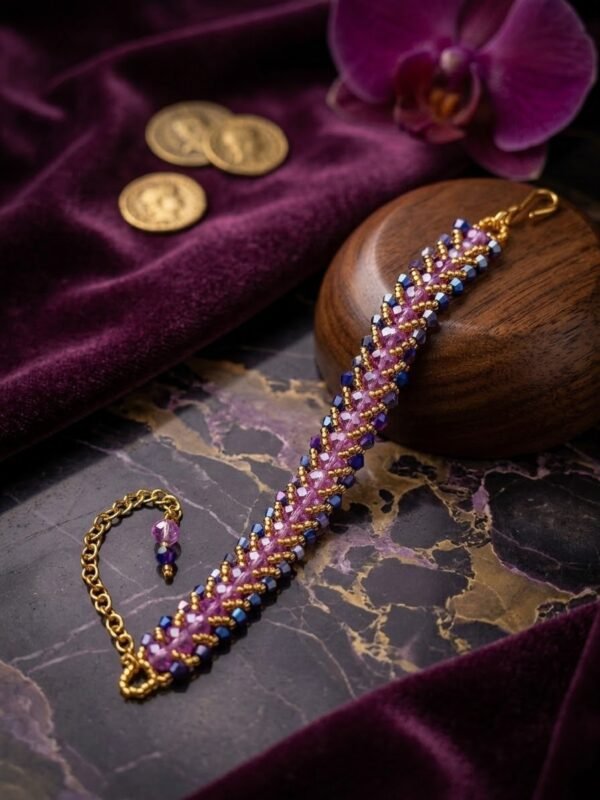 "The Gilded Orchid Weave: Amethyst & Sapphire"