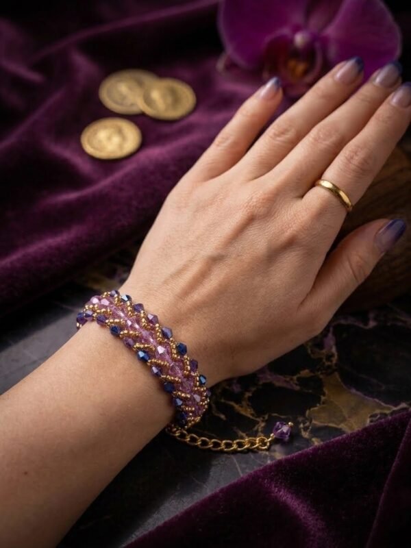 "The Gilded Orchid Weave: Amethyst & Sapphire"