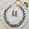 "Slate Blue" Pearl Spiral Rope Necklace Set