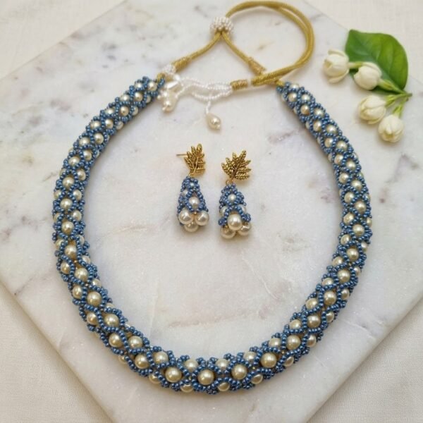 2026/01/1458.jpg "Slate Blue" Pearl Spiral Rope Necklace Set