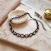 "Midnight Bloom" Black & Pink Floral Anklet