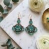 "Forest Emerald" Green Crystal & Bronze Drop Earrings