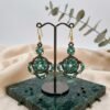 "Forest Emerald" Green Crystal & Bronze Drop Earrings