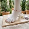 "Crimson Sparkle" Silver & Red Floral Anklet
