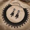 2026/01/1740.jpg "Midnight Cascade" Black Crystal Fringe Necklace Set