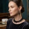 2026/01/1743.jpg "Midnight Cascade" Black Crystal Fringe Necklace Set