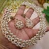 "Champagne Glow" Pearl & Crystal Necklace Set