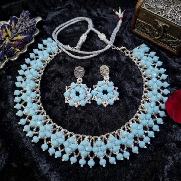 2026/01/1772.jpg "Serene Sky" Light Blue Crystal & Silver Necklace Set