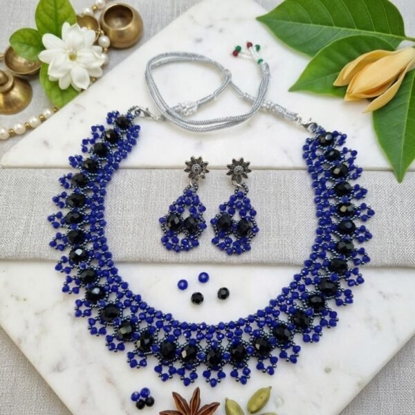 2026/01/1778.jpg "Midnight Royale" Black & Blue Crystal Necklace Set
