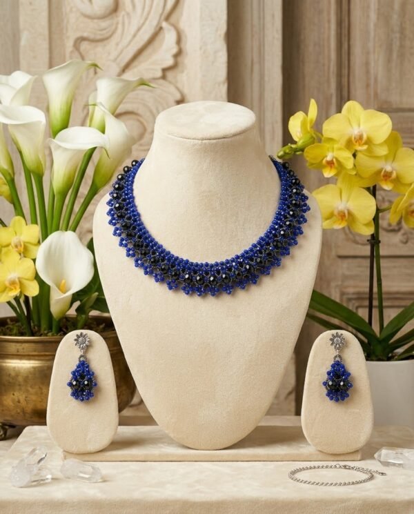 "Midnight Royale" Black & Blue Crystal Necklace Set