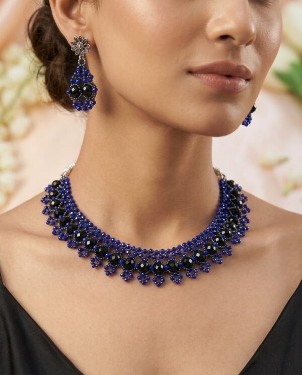 "Midnight Royale" Black & Blue Crystal Necklace Set