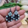 2026/01/1827.jpg "Midnight Mint" Black Crystal & Icy Blue Drop Earrings