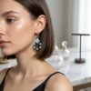 2026/01/1829.jpg "Midnight Mint" Black Crystal & Icy Blue Drop Earrings