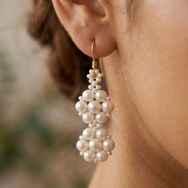 2026/01/1837.jpg "Classic Ivory" Handwoven Pearl Double-Drop Earrings