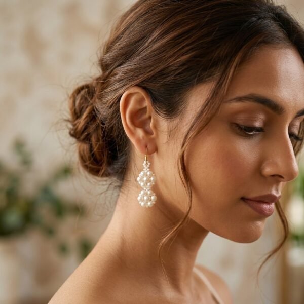 "Classic Ivory" Handwoven Pearl Double-Drop Earrings