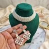 "Ivory Frost" Wide Pearl & Crystal Choker Set