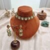 "Vintage Emerald" Champagne Pearl & Green Crystal Choker Set