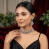 "Silver Mist" Grey Crystal & Gunmetal Floral Choker Set