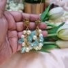 "Ocean Mist" Pearl & Aqua Crystal Cluster Earrings