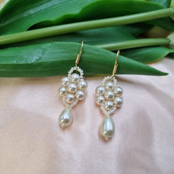 "Classic Grace" White Pearl Drop Earrings
