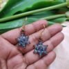 "Winter Star" Slate Blue Crystal & Bronze Earrings