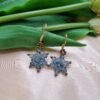 "Winter Star" Slate Blue Crystal & Bronze Earrings