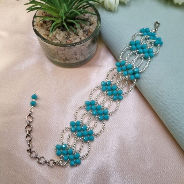 20250921_190739 "Ocean Lace" Turquoise & Silver Floral Bracelet