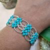 "Ocean Lace" Turquoise & Silver Floral Bracelet