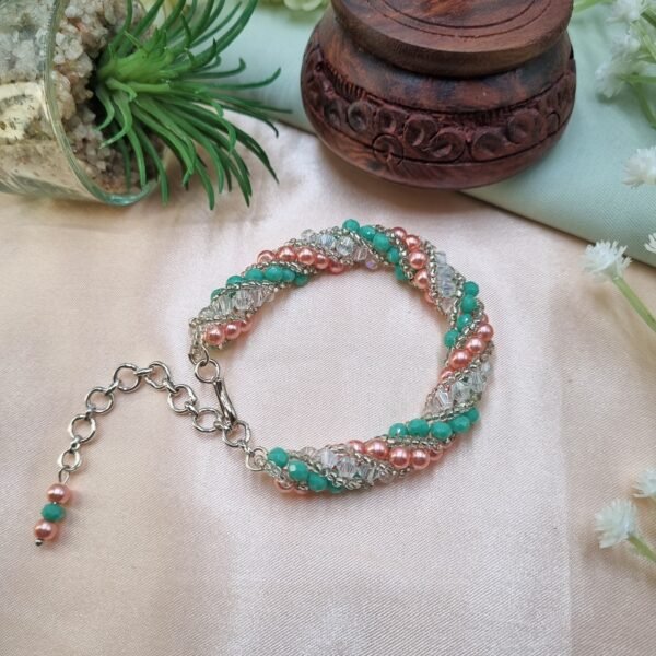 20250922_061612 "Pastel Twist" Peach & Teal Crystal Rope Bracelet