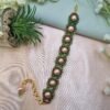 20250922_062600 "Vintage Garden" Peach Pearl & Green Crystal Bracelet