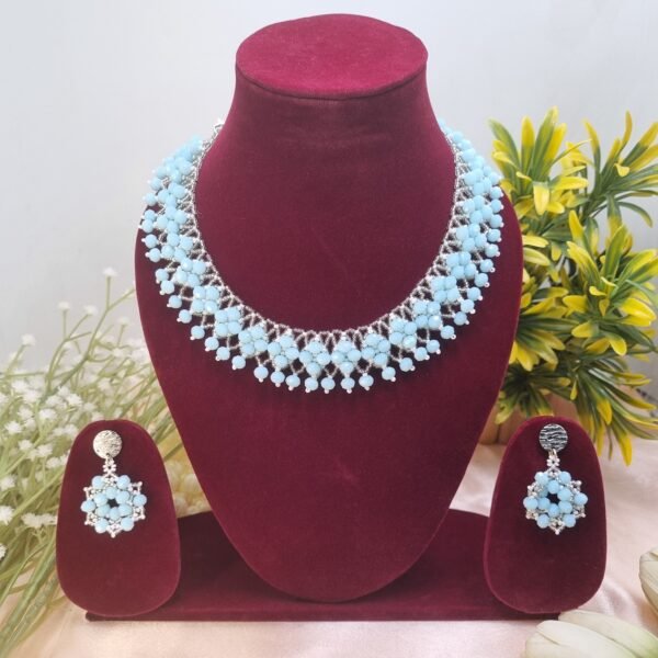 20250922_182444 "Serene Sky" Light Blue Crystal & Silver Necklace Set