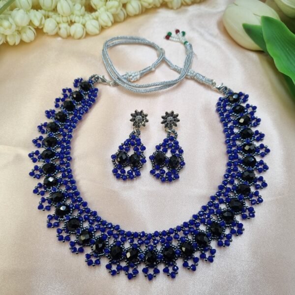 "Midnight Royale" Black & Blue Crystal Necklace Set