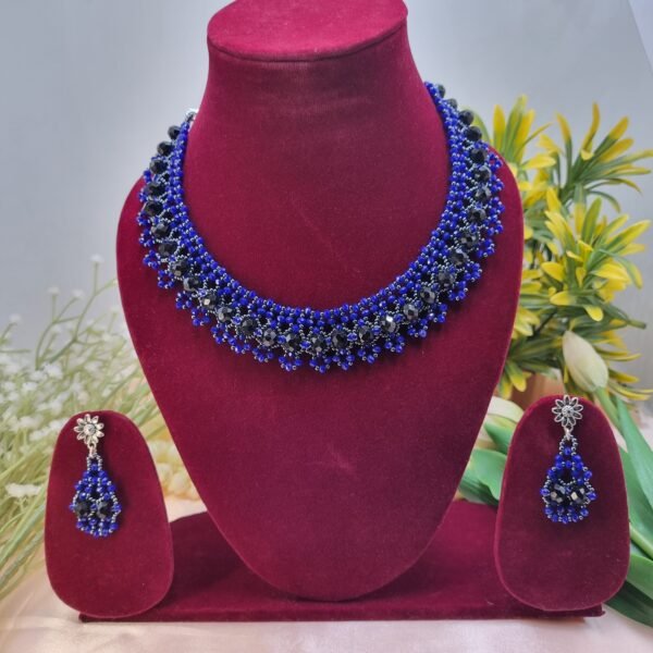 "Midnight Royale" Black & Blue Crystal Necklace Set