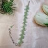 "Spring Meadow" Lime Green Crystal & White Bead Bracelet