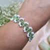 "Spring Meadow" Lime Green Crystal & White Bead Bracelet