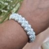 "Pure Elegance" White Pearl & Crystal Lace Bracelet