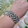 "Midnight Arrow" Black Crystal & Cream Pearl Cuff