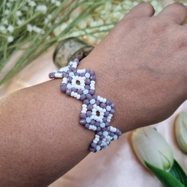 "Royal Lattice" Purple & White Crystal Bracelet