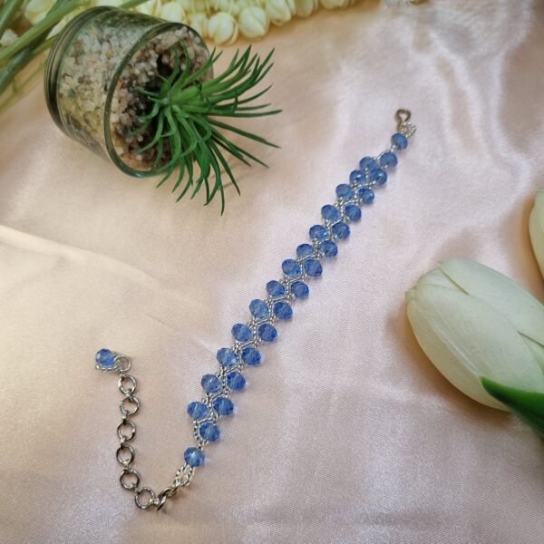 20250924_173940 "Sapphire Frost" Blue Crystal & Silver Bracelet