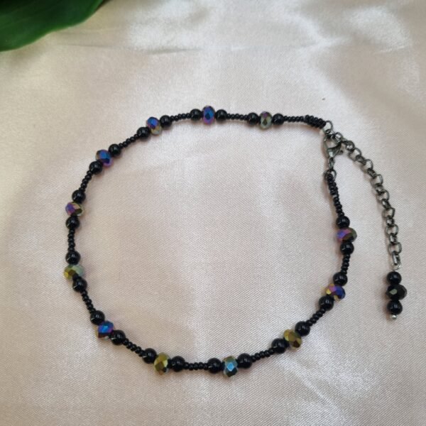 "Mystic Night" Black & Iridescent Crystal Anklet