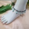 "Seafoam Breeze" Black Anklet with Beaded Charms