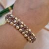 20251123_125227(1) "Vintage Rose" Pearl & Bronze Crystal Floral Bracelet