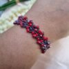 "Crimson Twilight" Red & Midnight Blue Crystal Cuff