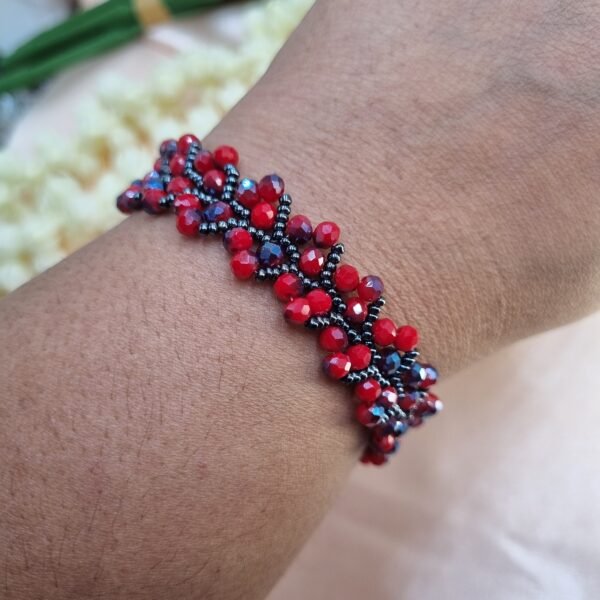 "Crimson Twilight" Red & Midnight Blue Crystal Cuff