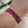 "Crimson Twilight" Red & Midnight Blue Crystal Cuff