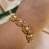 "Golden Amber" Crystal & Pearl Floral Bracelet