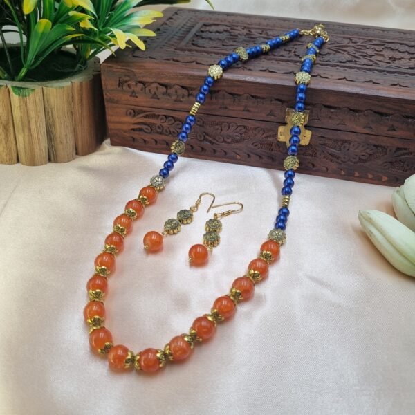 20251124_100911 "Sunset Horizon" Orange & Royal Blue Necklace Set