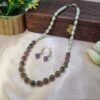 "Royal Mystic" Purple & Green Marbled Bead Pearl Necklace Set