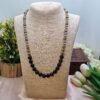 "Midnight Silver" Black & Grey Pearl Line Necklace Set