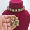 "Vintage Emerald" Champagne Pearl & Green Crystal Choker Set